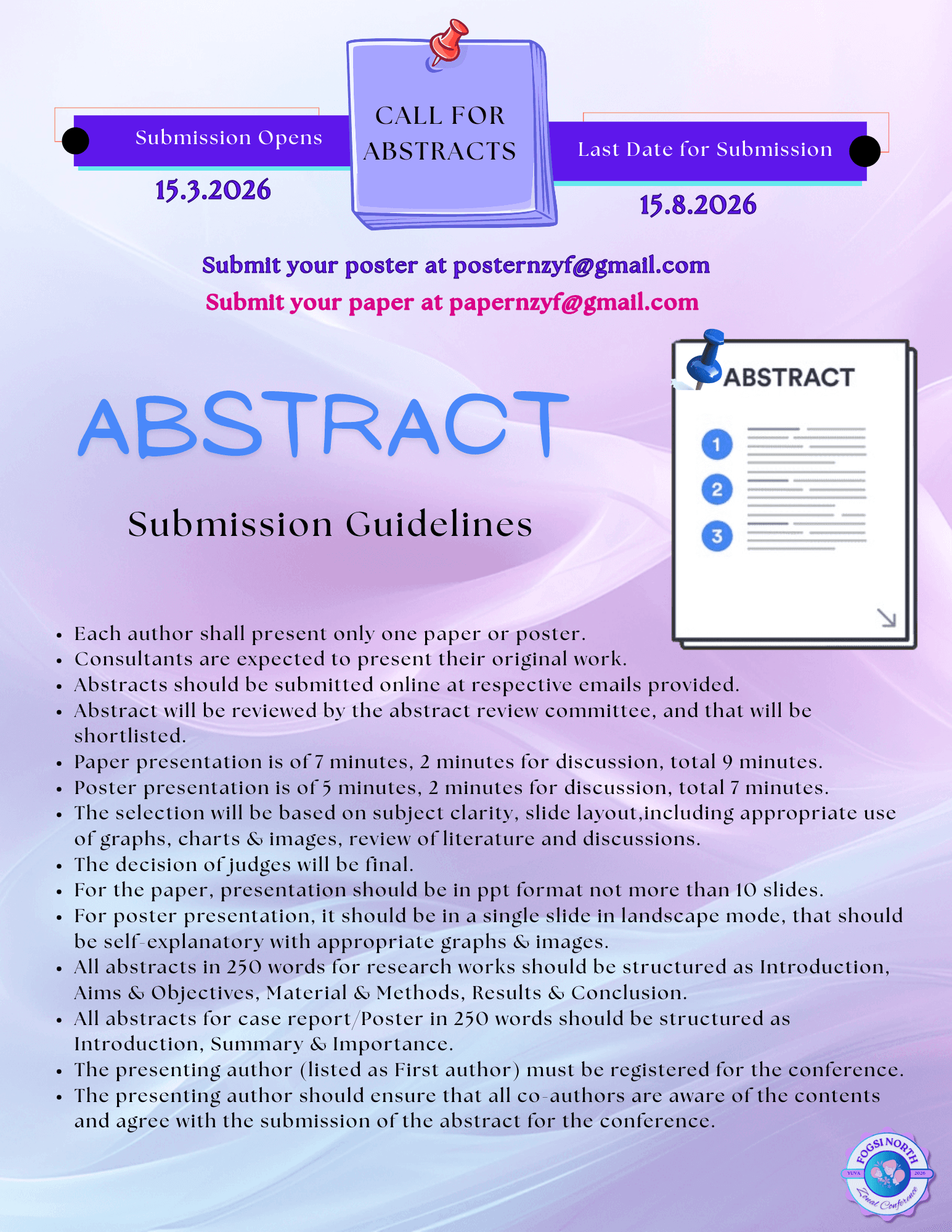 Abstract Submission Details — FOGSI North Zonal Conference with YUVA 2026